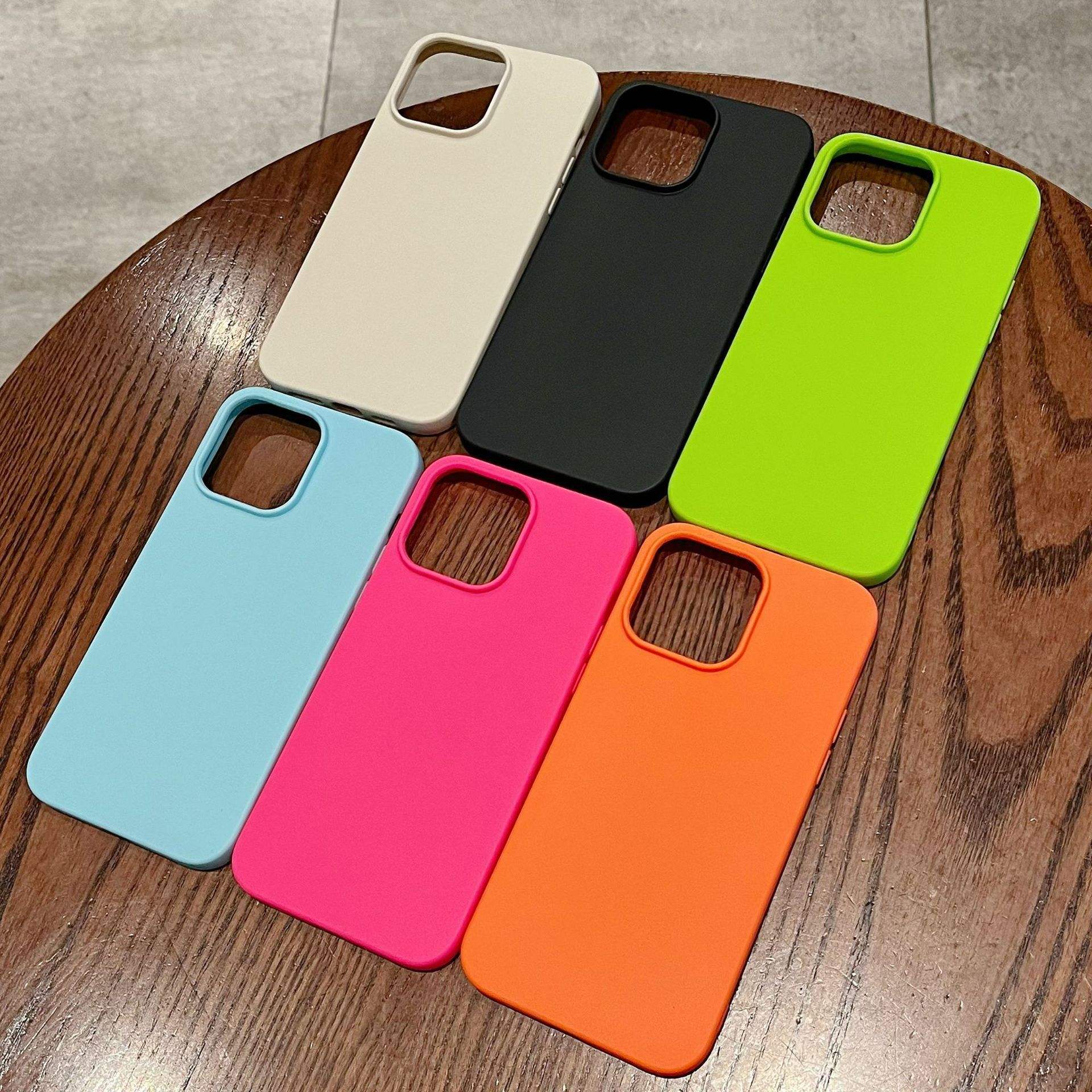 Matte-Frosted-TPU-Cover-Hot-Pink-Blue-Color-Avocado-Green-Phone-Case-for-iPhone-13-14-15-Pro-Max-16pro-Plus-Luxury-Orange-Case